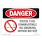 Signmission OSHA Sign, Diesel Fuel Combustible No Smoking, 10in X 7in Plastic, 7" W, 10" L, Landscap OS-DS-P-710-L-2530 - alternate 1
